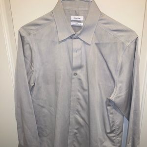 Calvin Klein Grey Long Sleeve Dress Shirt